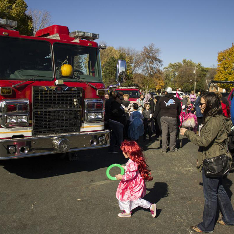 Kids of all ages tour city service vehicles at the annual Columbia Heights Truck or Treat event!