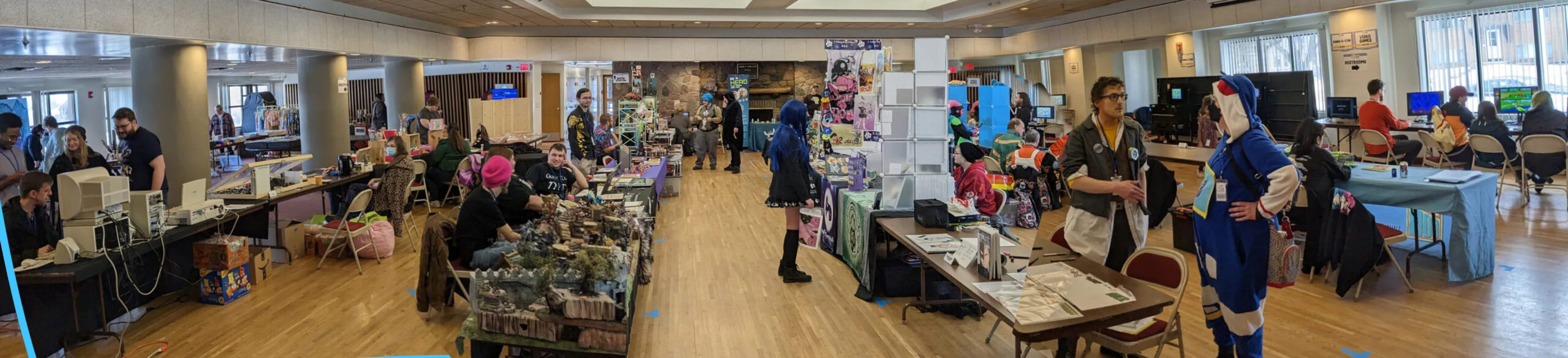 Dealer's room at a small science-fiction and gaming convention.